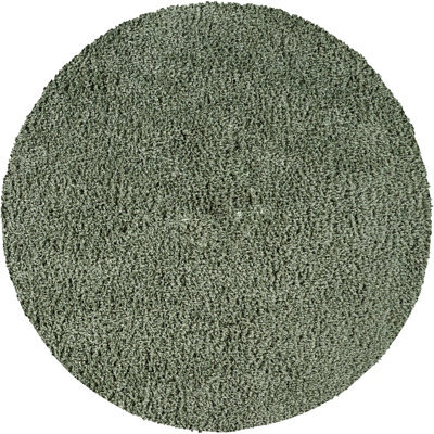 Livabliss Round Moda Shaggy-Solid Color Green Plush Soft Pile Living Bedroom Rug 120 X 120 Cm Easy Care, Non Shedding - image 1