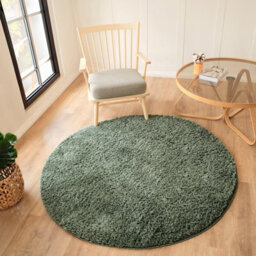 Livabliss Round Moda Shaggy-Solid Color Green Plush Soft Pile Living Bedroom Rug 120 X 120 Cm Easy Care, Non Shedding - thumbnail 2