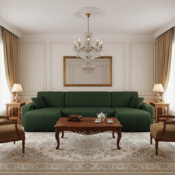 Piano U Corduroy Corner Sofa Bed Large U Shape Settee Sleep Function Ribbed Fabric  Comfortable Couch Green - thumbnail 1