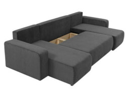 Piano U Corduroy Corner Sofa Bed Large U Shape Settee Sleep Function Ribbed Fabric  Comfortable Couch Green - thumbnail 4