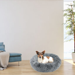 Actiaspet Dog Cat Bed Fluffy Donut Kitten Puppy Pet Cushion Calming Mattress S (Grey) - thumbnail 3