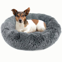 Actiaspet Dog Cat Bed Fluffy Donut Kitten Puppy Pet Cushion Calming Mattress S (Grey) - thumbnail 2