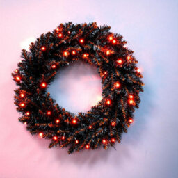 Christmas Tree World The 60Cm Pre-Lit Hallowshade Fir Wreath - Orange Lights - thumbnail 1