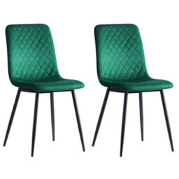 MCC Direct Set Of 4 Lexi Velvet Fabric Dining Chairs With Metal Legs Green By Mcc - thumbnail 3
