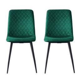 MCC Direct Set Of 4 Lexi Velvet Fabric Dining Chairs With Metal Legs Green By Mcc - thumbnail 4