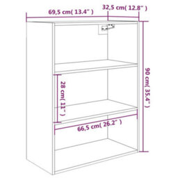 Berkfield Hanging Wall Cabinet Concrete Grey 69.5X32.5X90 Cm - thumbnail 8