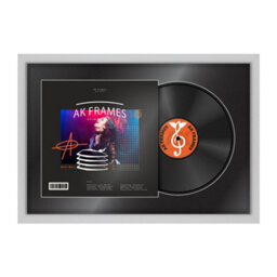 "AK Frames 25X17"" Silver Modern Vinyl Record Frame With Black Mount For 12 Inch Lp Cover & Disc - Overlapped Design"
