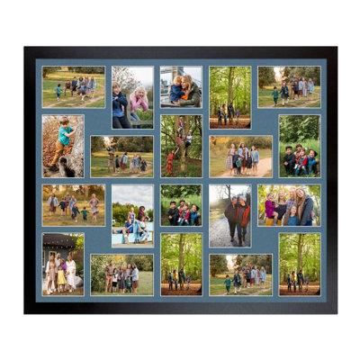 AK Frames 80X70Cm Matte Black Modern Multi Photo Frame With Pompadour Mount - Holds 20 Apertures (18X) 6X4, (2X) 4X4 Photos - image 1