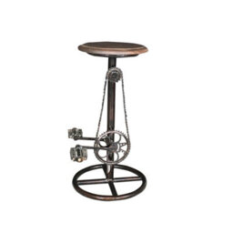 Buttercup Farm Wow Cycle Stool With Wooden Top - Mango Wood/iron - L41 X W38 X H75 Cm - Coffee Finish - thumbnail 2