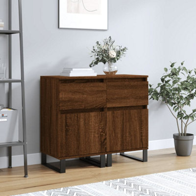 Berkfield Sideboards 2 Pcs Brown Oak 40X35X70 Cm Engineered Wood - image 1