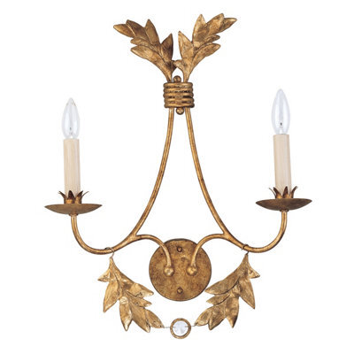 Luminosa Lighting Elstead Sweet Olive 2 Light Indoor Candle Wall Light Gold, E14 - image 1