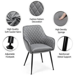 2 Pcs Dining Chairs Velvet Tub Chairs With Soft Padded Backrest And Arms - thumbnail 5