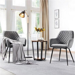 2 Pcs Dining Chairs Velvet Tub Chairs With Soft Padded Backrest And Arms - thumbnail 3