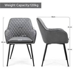 2 Pcs Dining Chairs Velvet Tub Chairs With Soft Padded Backrest And Arms - thumbnail 2