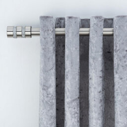 A.unique Home Diamante Barrel Metal Extendable Curtain Pole With Rings And Fittings (25/28mm) - Brushed Steel, 180Cm-340Cm  Approx - thumbnail 3