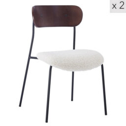 Nordlys Set Of 2 Metal And White Bouclé Dining Chairs Modern Design Style Dining Room - thumbnail 1