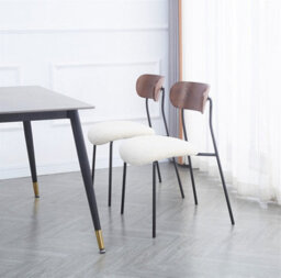 Nordlys Set Of 2 Metal And White Bouclé Dining Chairs Modern Design Style Dining Room - thumbnail 4