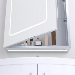 Clifton Bathroom Cabinet Wall Mirror - Rectangular 700 X 500mm - Led Light Wall Mirror Cabinet (Round Square) - Demister Pad - thumbnail 4