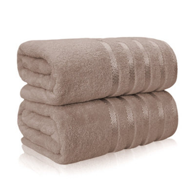 Casabella Bath Sheets 2 Pack Jumbo Bathsheet 90X180 Cm 100% Cotton Towels Quick Dry Super Soft Highly Absorbent Beige - image 1