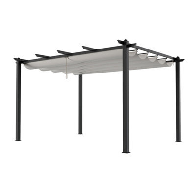 Breeins 13X10Ft Garden Metal Pergola Aluminium Frame Pergola With Retractable Roof, Beige - image 1