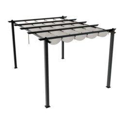 Breeins 13X10Ft Garden Metal Pergola Aluminium Frame Pergola With Retractable Roof, Beige - thumbnail 4