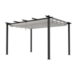 Breeins 13X10Ft Garden Metal Pergola Aluminium Frame Pergola With Retractable Roof, Beige
