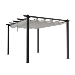 Breeins 13X10Ft Garden Metal Pergola Aluminium Frame Pergola With Retractable Roof, Beige - thumbnail 3