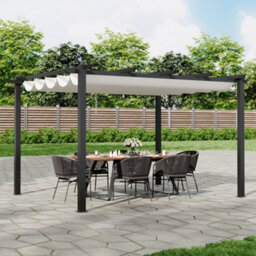 Breeins 13X10Ft Garden Metal Pergola Aluminium Frame Pergola With Retractable Roof, Beige - thumbnail 2