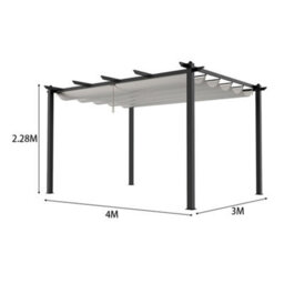 Breeins 13X10Ft Garden Metal Pergola Aluminium Frame Pergola With Retractable Roof, Beige - thumbnail 9