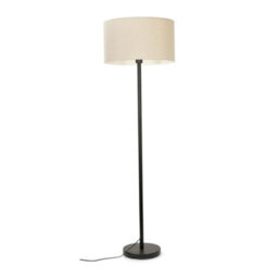 Valuelights Charles Black Floor Lamp With Cream Shade