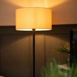 Valuelights Charles Black Floor Lamp With Cream Shade - thumbnail 2