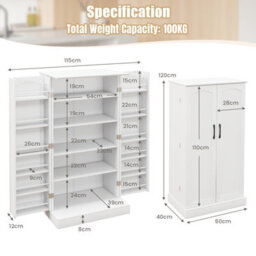 Costway Kitchen Pantry Cabinet 120Cm Food Pantry Cabinet With Doors - thumbnail 3