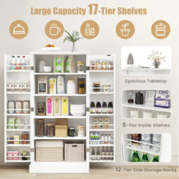 Costway Kitchen Pantry Cabinet 120Cm Food Pantry Cabinet With Doors - thumbnail 6