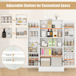 Costway Kitchen Pantry Cabinet 120Cm Food Pantry Cabinet With Doors - thumbnail 7