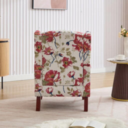 Wingback Armchair, Red Floral Retro Accent Chair Soft Padded Fabric Lounge Padded Sofa Chair, Retro Vantage Leisure Chair - thumbnail 4
