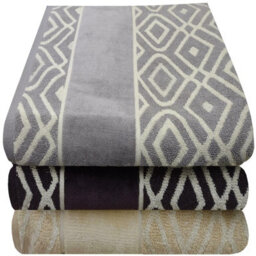 Gr8 Home Pack Of 3 Boxes Jacquard Velour Beach Bath Towel Sheet Set 100% Cotton 600Gsm - thumbnail 2