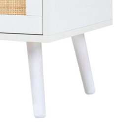 Living And Home Set Of 2 White Rattan 2 Drawer Wooden Leg Bedroom Nightstand Side Tables - thumbnail 8