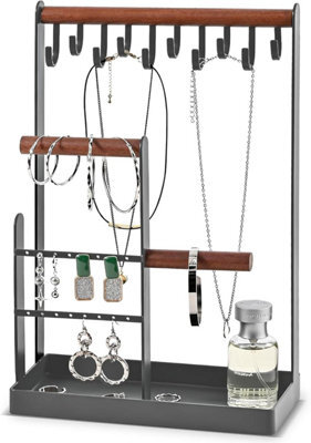 Xample Jewellery Organiser Jewellery Stand Holder, 4 Tiers Jewelry Stands Necklace Organizer Earring Holder, 10 Hooks Jewelry Tower Rack - image 1