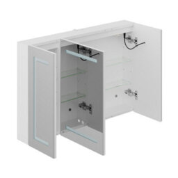 Living And Home Triple-Door Wall Mounted Bathroom Mirror Cabinet With Led Lighting And Shaver Socket - thumbnail 4
