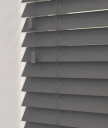 Caecus Blinds Faux Wood String Venetian Blind 50mm Slats  Dark Grey 195Cm Width X 120Cm Drop - thumbnail 1