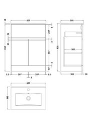 Hudson Reed Urban Soft Black Floor Standing Vanity Unit And Basin With Silent Close, 828 X 610 X 390 - thumbnail 6