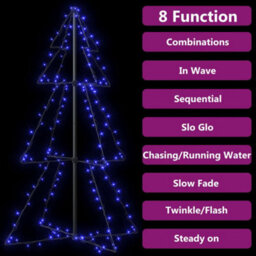 Berkfield Christmas Cone Tree 160 Leds Indoor And Outdoor 78X120 Cm - thumbnail 4