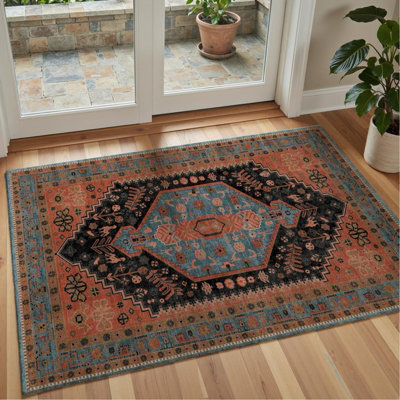 Decoranddecor Rug, Washable Rugs, Kitchen Rugs, Bath Mats, 60X90Cm, Non-Slip, Pet Friendly, Low Pile, Persian Rug - Lunora - image 1