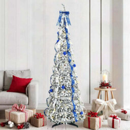 Vidaxl Artificial Christmas Tree With 200 Leds White 210 Cm Pvc - thumbnail 1