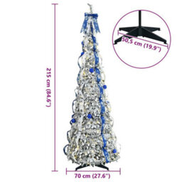 Vidaxl Artificial Christmas Tree With 200 Leds White 210 Cm Pvc - thumbnail 3