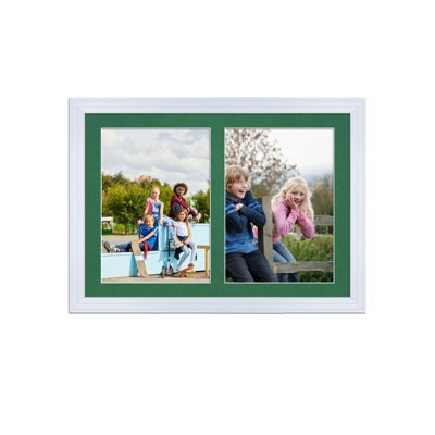 AK Frames 20X14 White Classic Multi Photo Frame With Emerald Mount - Holds 2 Apertures (2X) A4 Photos - image 1