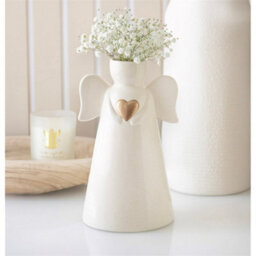 Angel Shaped Ceramic Vase Off White Sculpted Angel Flower Vase - thumbnail 1