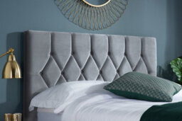Save On Goods UK 4Ft Small Double Grey Soft Velvet Velour Fabric, Buttoned Upholstered Bed Frame - thumbnail 3