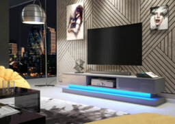 Tv Unit 180Cm Cabinet Stand Living Room High Gloss Doors - Dark Grey - thumbnail 2