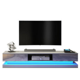 Tv Unit 180Cm Cabinet Stand Living Room High Gloss Doors - Dark Grey - thumbnail 5
